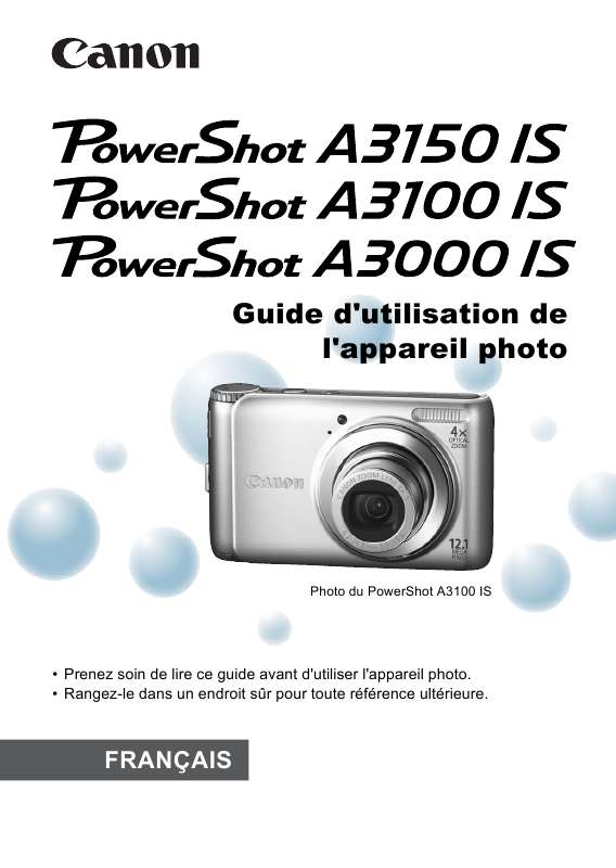Notice CANON POWERSHOT A3000 IS appareil photo Trouver une solution à